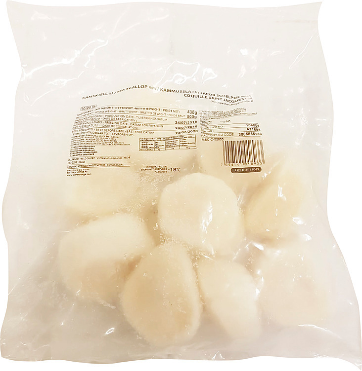 Kamskjell uten rogn 10/20  400g
