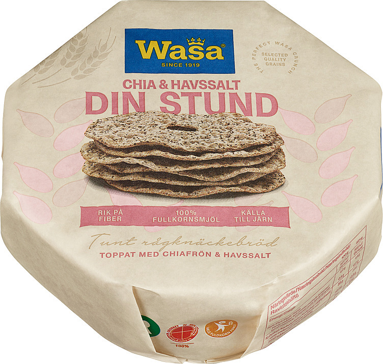 Knekkebrød din stund chia&havsalt   260g