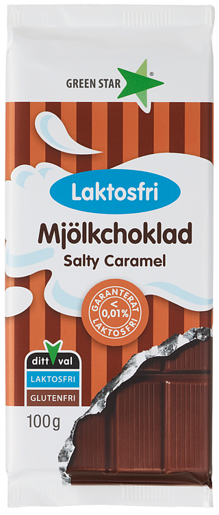 Greenstar melkesjokolade salty caramel laktosefri  100g