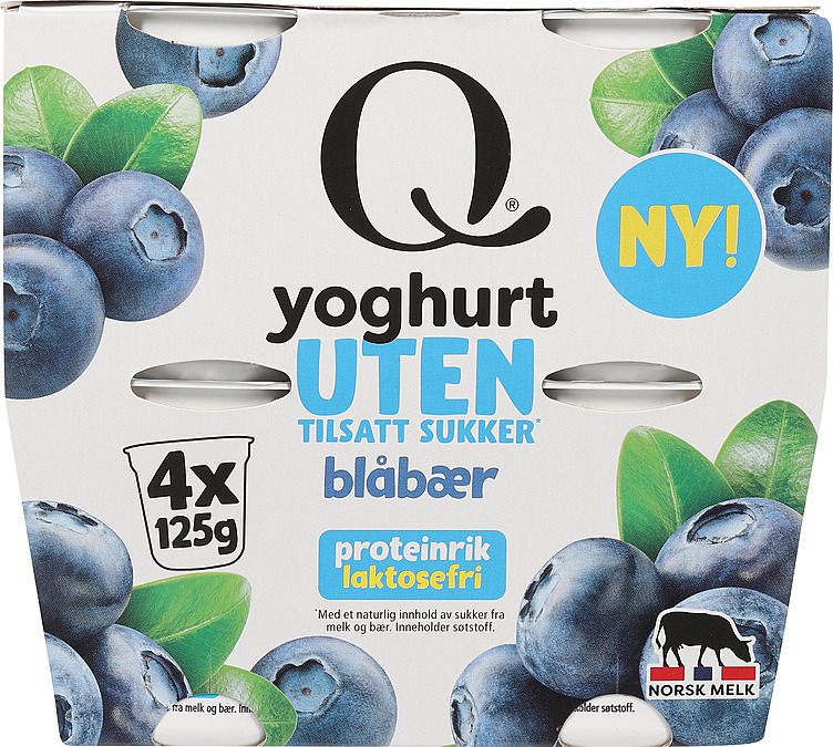 Yoghurt uten blåbær beger  4x125g