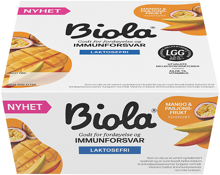 Biola yoghurt mango & pasjonsfrukt  4x125g