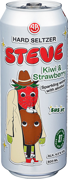 Steve hard seltzer kiwi/strawberry   4,5%   24x50cl