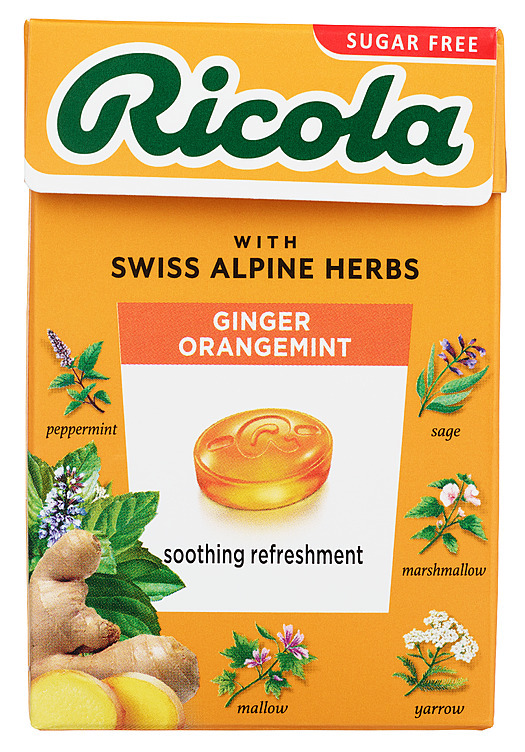 Ricola ginger orangemint sukkerfri 50g
