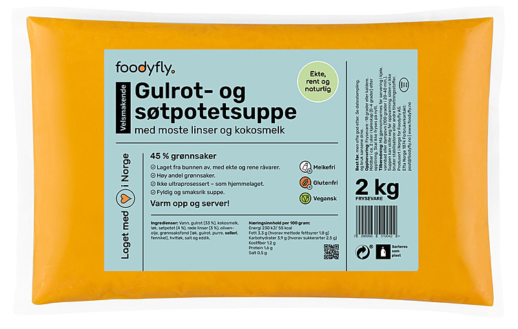 Gulrot og søtpotetsuppe m/linser  2kg