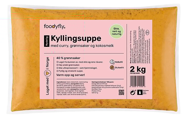 Kyllingsuppe m/grønnsaker og kokosmelk  2kg