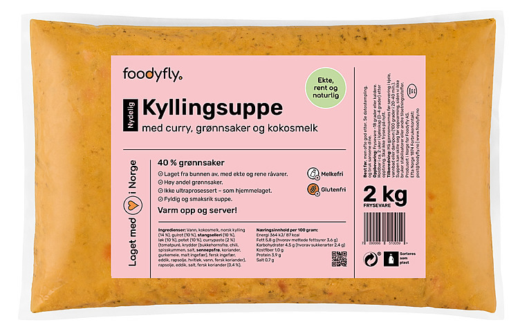 Kyllingsuppe m/grønnsaker og kokosmelk  2kg