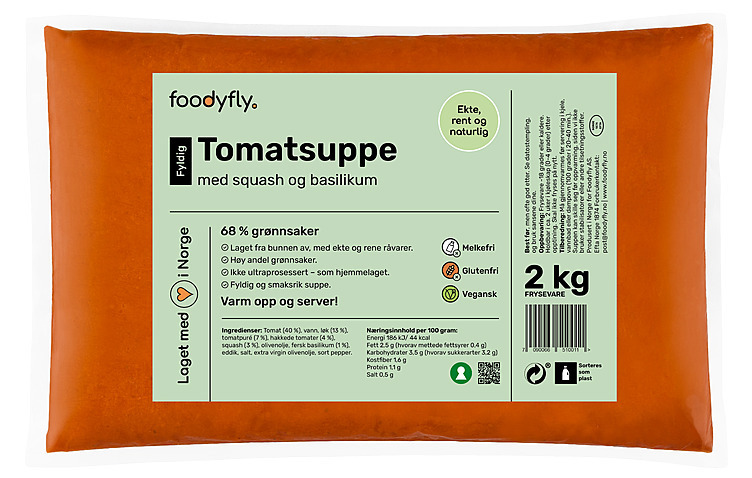 Tomatsuppe m/squash og basilikum  2kg