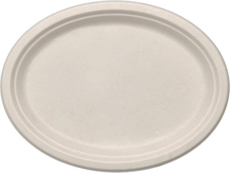 Fibertallerken oval natur bagasse 19x26cm  50stk
