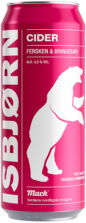 Isbjørn cider fersken/bringebær bx  4,5%  24x50cl