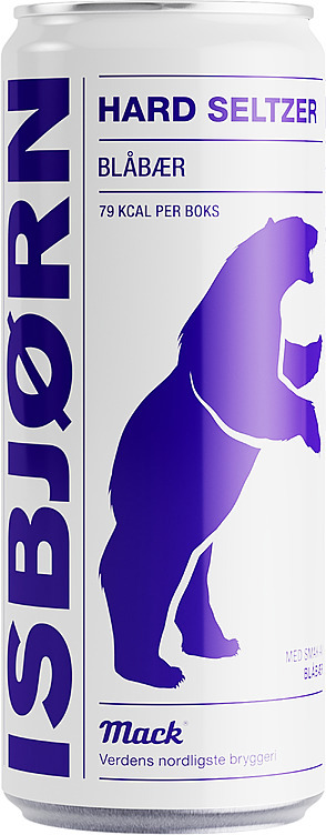 Isbjørn hard seltzer blåbær bx 4%  24x33cl