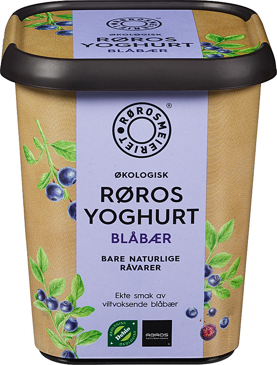 Røros yoghurt blåbær beger, økol.  500g