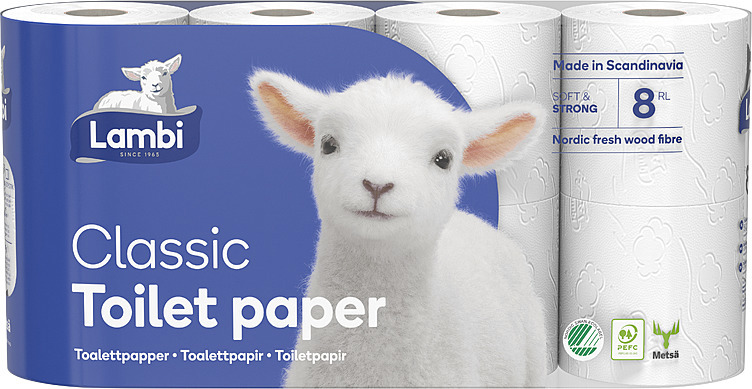 Lambi toalettpapir hvit   8pk