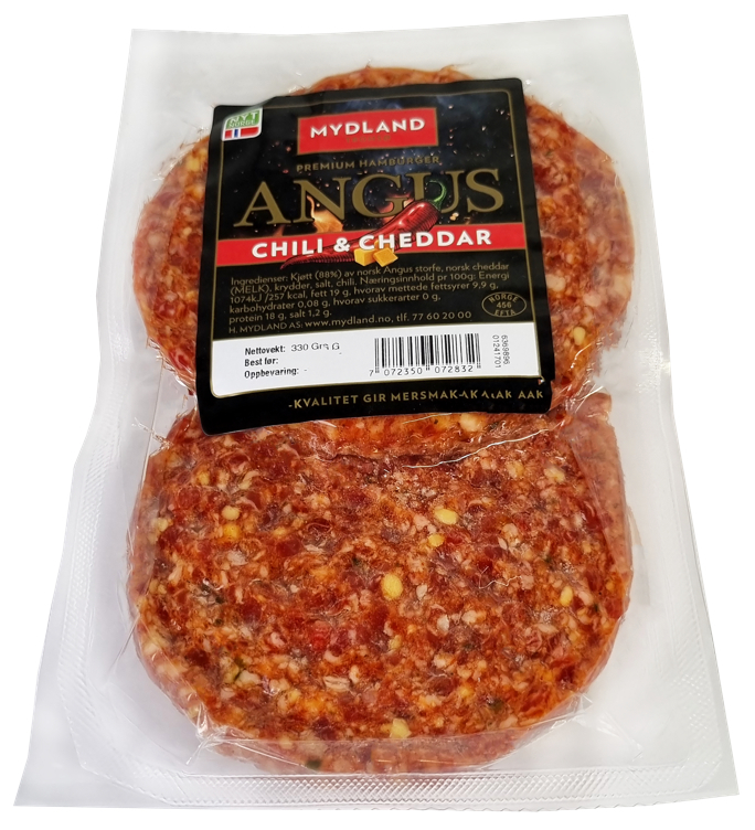 Angusburger chili & cheddar 2x165g frys   330g