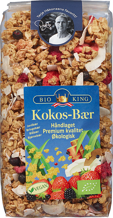 Crunchy kokos-bær økol. vegansk   375g