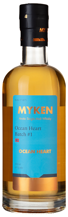 Myken ocean heart single malt whiskey  47%  50cl