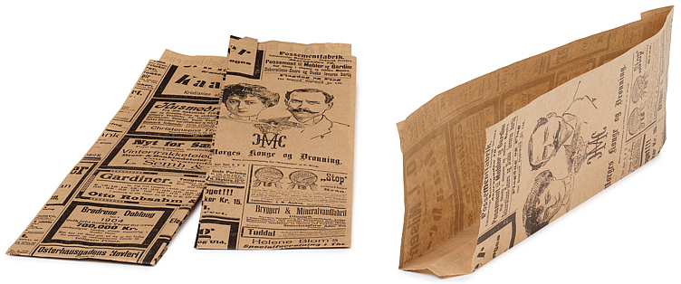 Pølselomme brun avistrykk 75x35x245mm