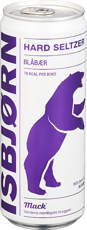Isbjørn hard seltzer blåbær bx 4%  24x33cl