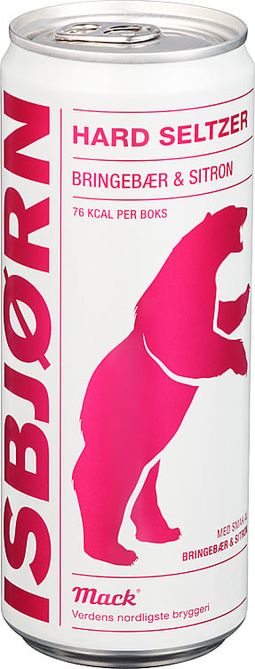 Isbjørn hard seltzer raspberry/lemon bx  4%  24x33cl