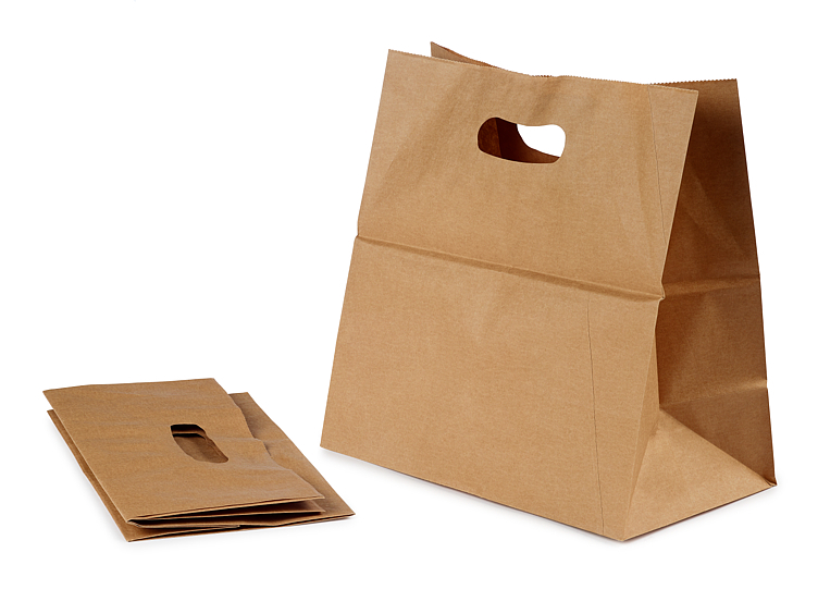 Bærepose papir brun m utstående håndt. 12l 28x15x28cm  50stk