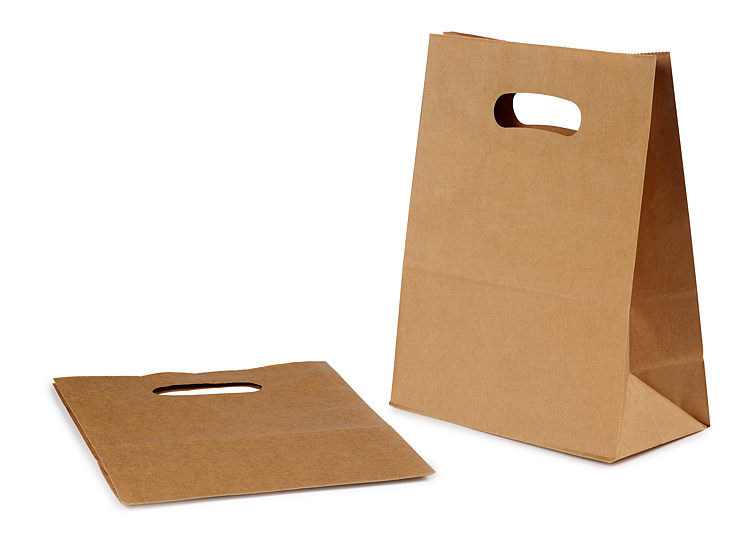 Bærepose papir brun m utstående håndt. 6l 22x11x28  400stk