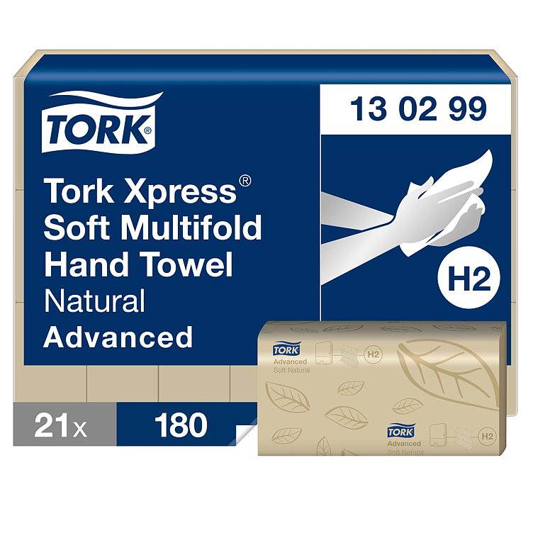 Tork xpress myk multifold håndtørk natur h2 21x180ark