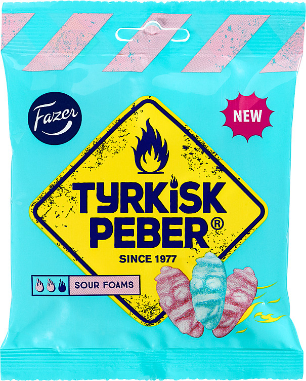 Tyrkisk peber sour foams godispose  80g