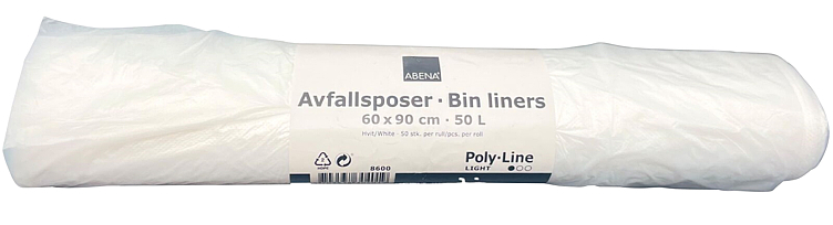 Avfallspose hvit 50l 60x90 hdpe 7my  50stk