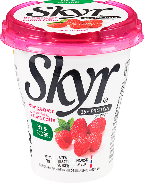 Skyr bringebær panna cotta beg  160g