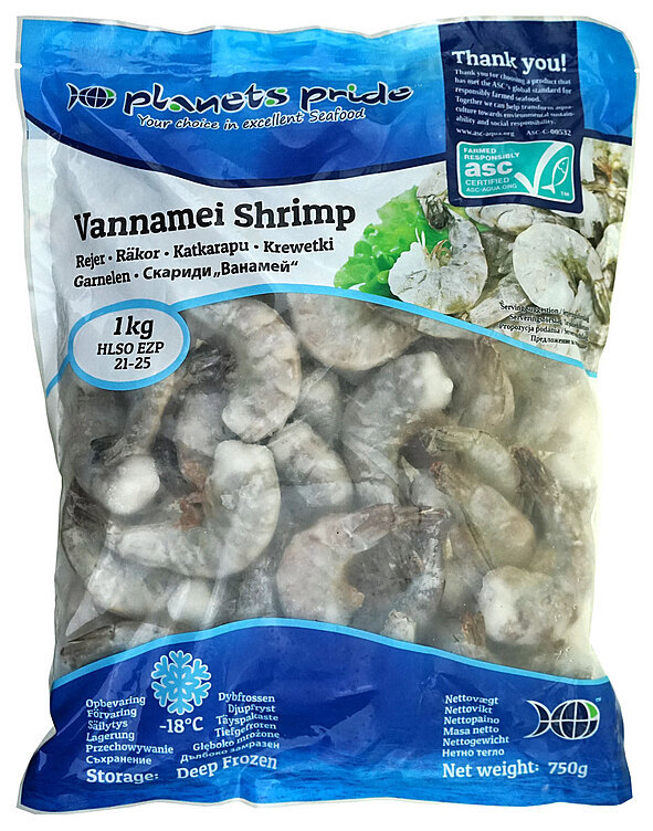 Scampi 21/25 rå hlso 25% glasering   1kg