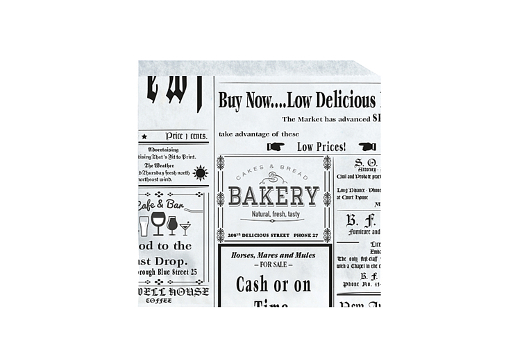 Hamburgerlomme pergamin deli news 180x170mm  1000stk