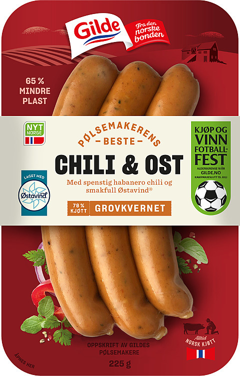 Chili- og ostepølse  225g