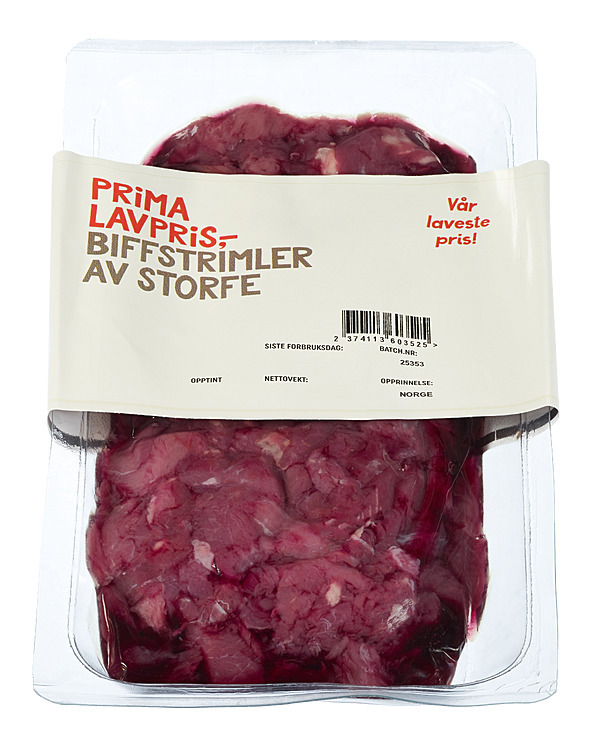 Storfe biffstrimler  350g