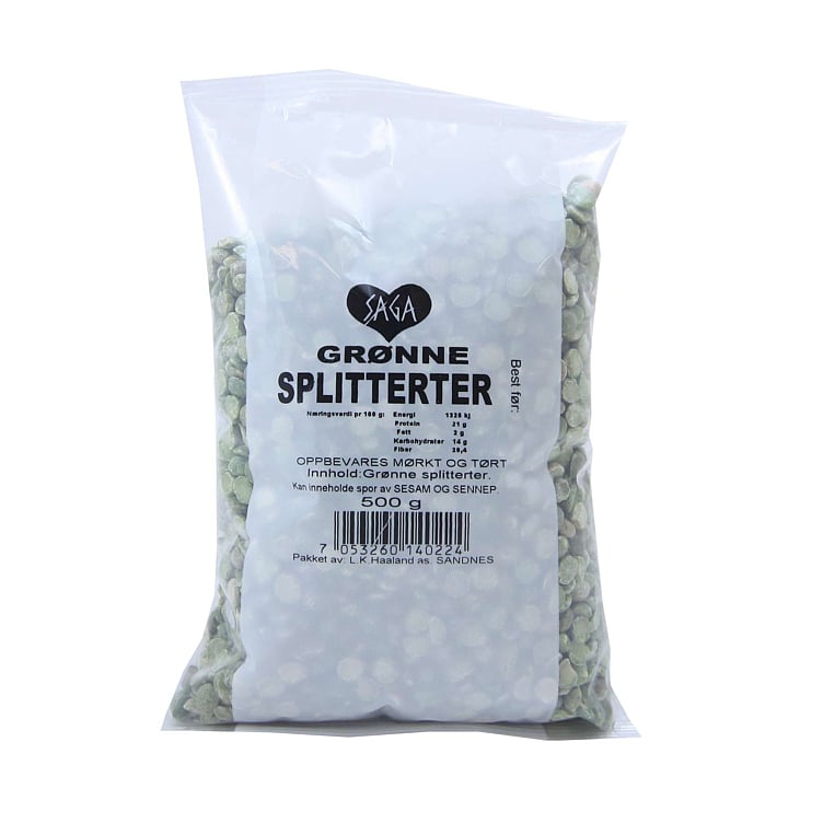 Erter grønne splitt     500g
