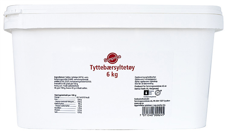 Tyttebærsyltetøy 6kg