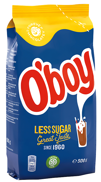 Oboy sjokoladedrikk mindre sukker pose 500g