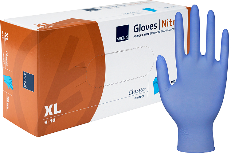 Engangshanske xl, blå, nitril, pudderfri  150stk