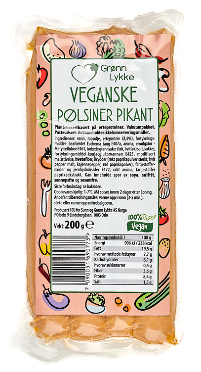 Pølsiner pikant vegansk   200g