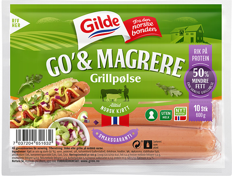 Go og mager grillpølse   600g
