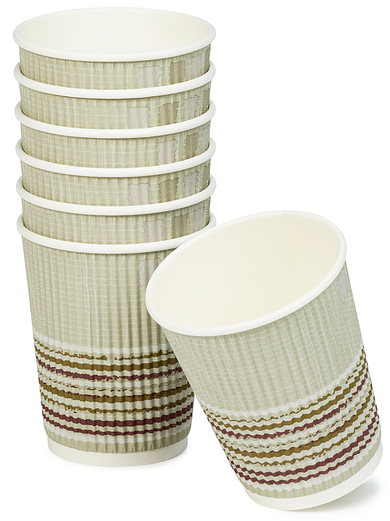 Pappbeger triple wall stripe 24cl  25stk