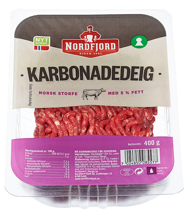Kvernet deig av storfe 5%   400g