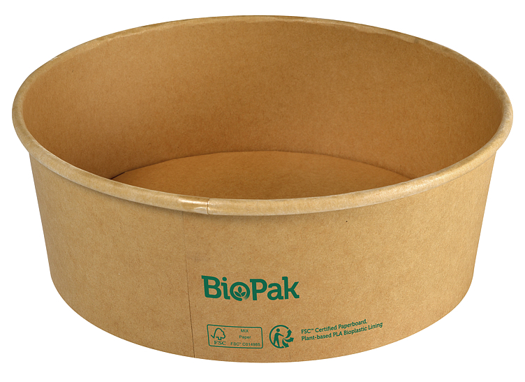 Skål ronda bred papp brun h6,6cm ø18,4cm 1300ml  25stk