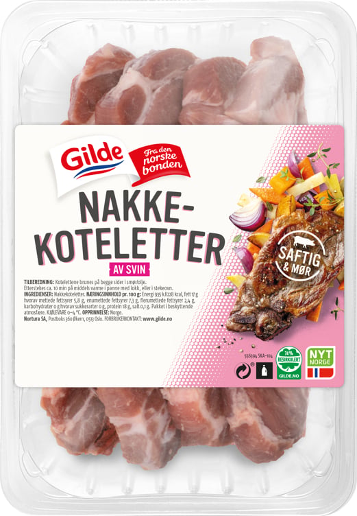 Edelgris nakkekotelett 4xca850g   kg