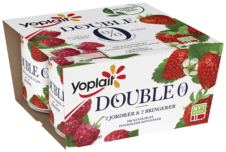 Yoplait 00% jordbær/bringbær  4x125g