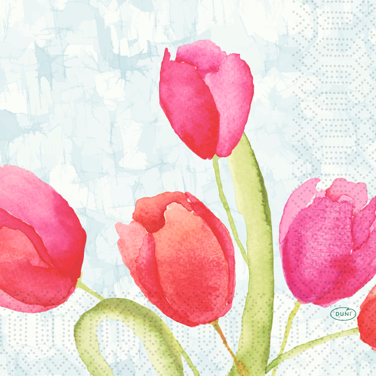 Serviett 3l 33cm painted tulips  50stk
