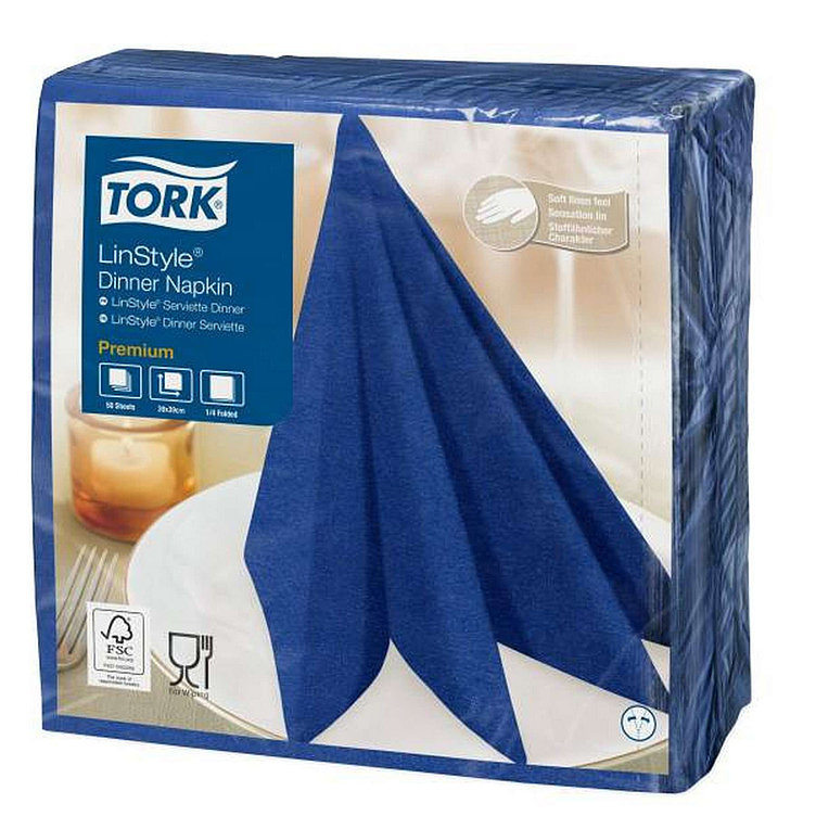 Middagsserviett linstyle mørk blå 39cm 4f   50stk