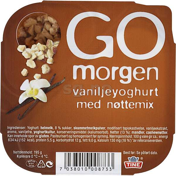 Go morgen yoghurt vanilje og nøttemix    195g