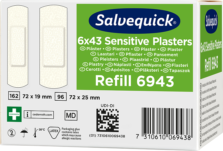 Salvequick sensitive 6 refill  258stk