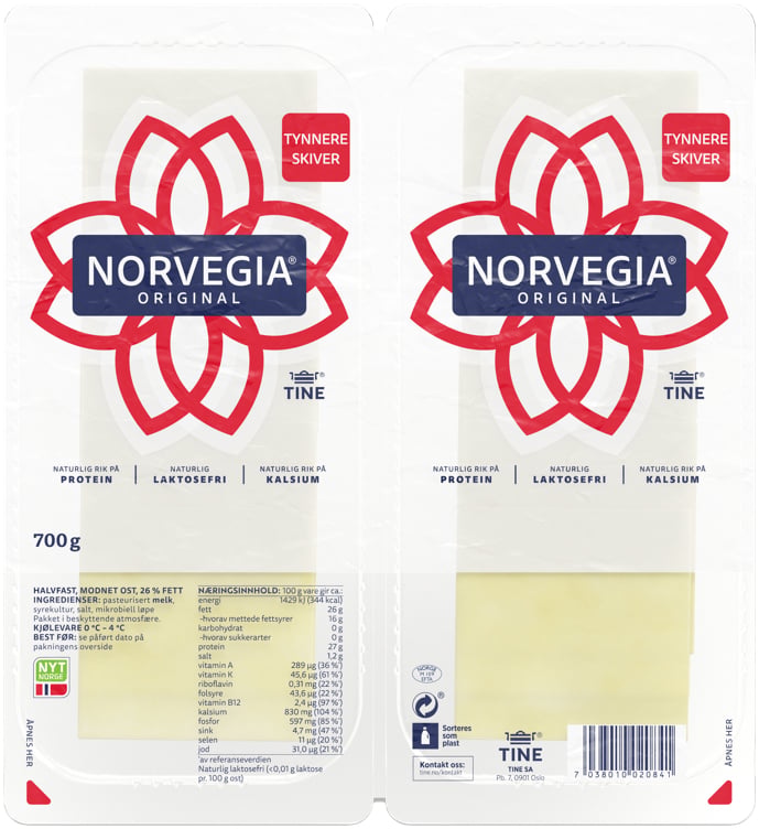Norvegia 27%  brett tynnere skiver   700g