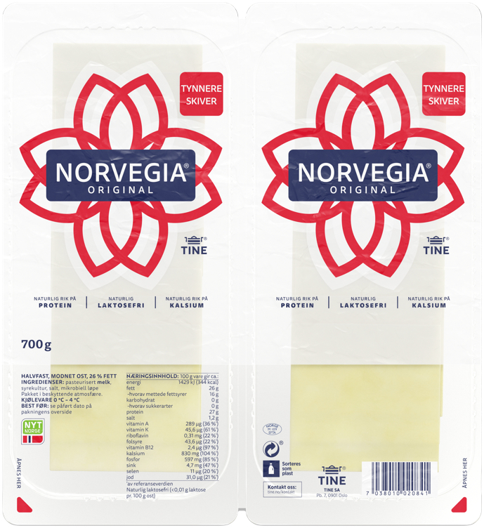Norvegia 27%  brett tynnere skiver   700g