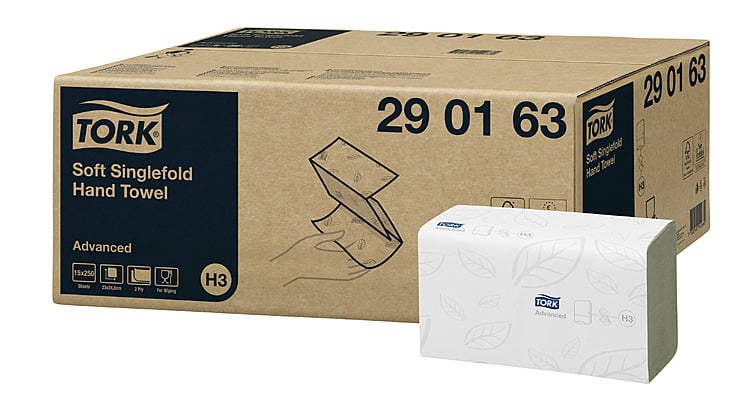 Håndtørk mykt singlefold (h3) 250stk